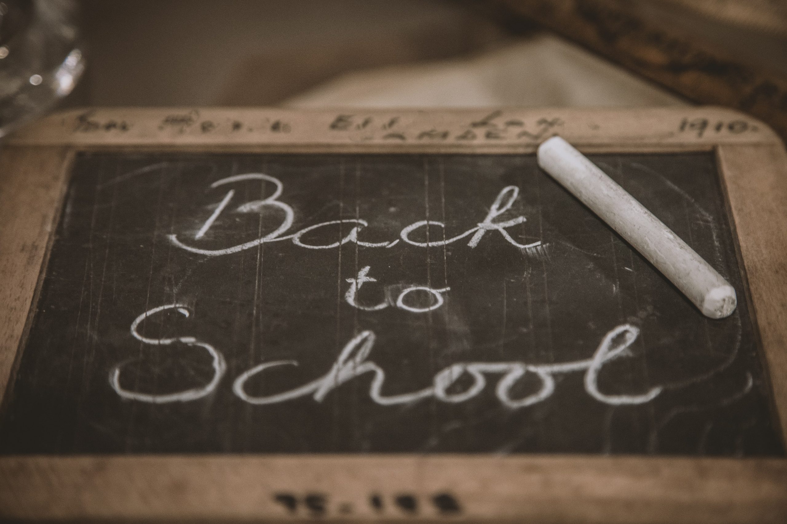 Back to school on a chalkboard
